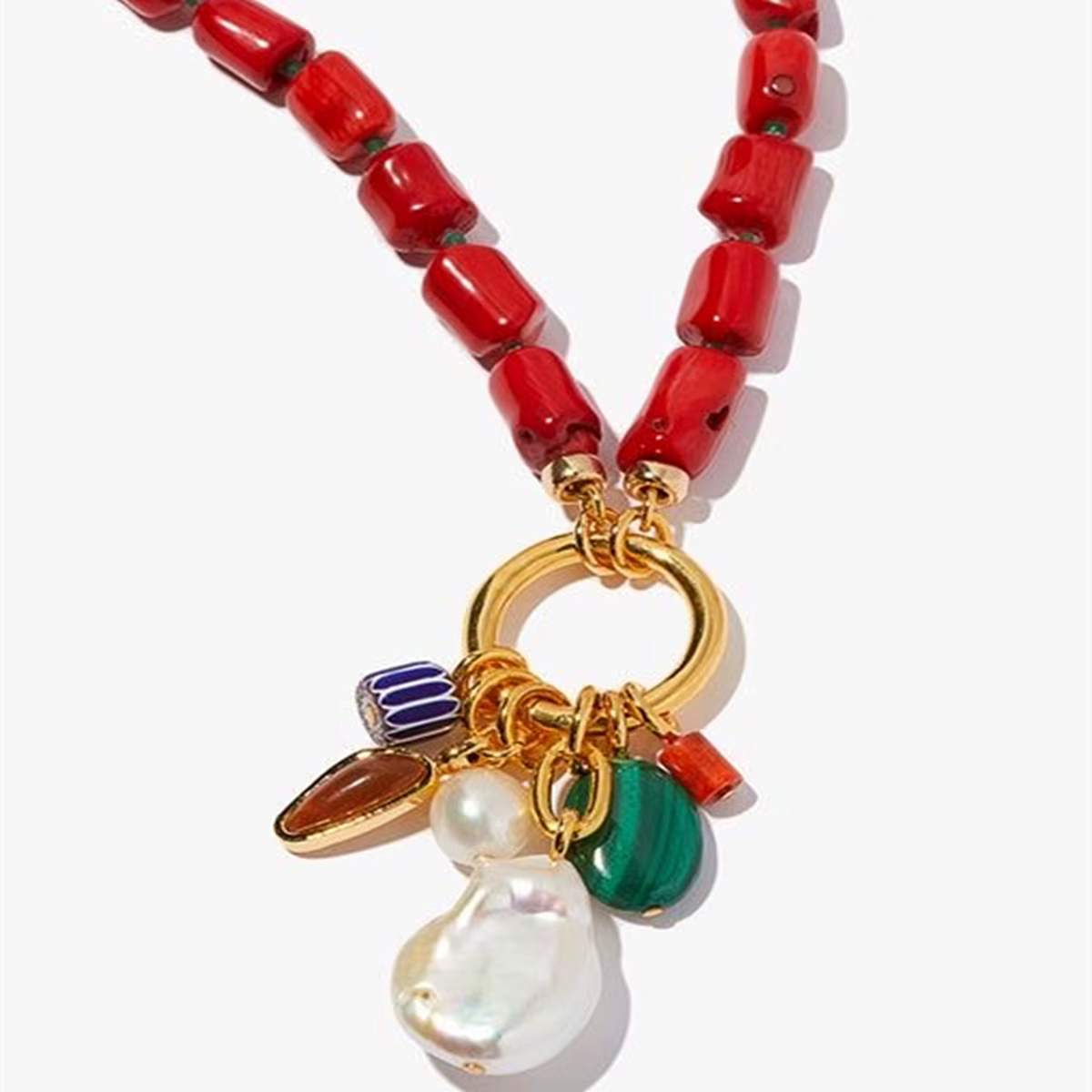 Collier en corail rouge Style INS, accessoires de mode pour femmes, nouveaux bijoux pendentif en perles naturelles, meilleur cadeau de noël pour mariage