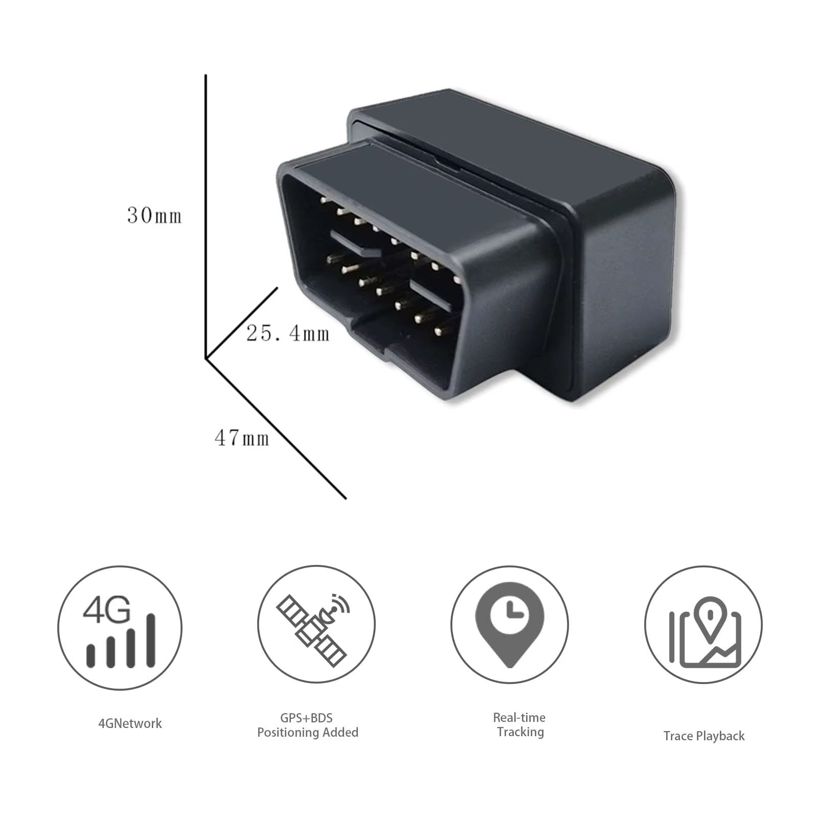 Traceur GPS 4G LTE pour voiture avec géofences, lecture des itinéraires, surveillance de la vitesse, sans frais mensuels requis