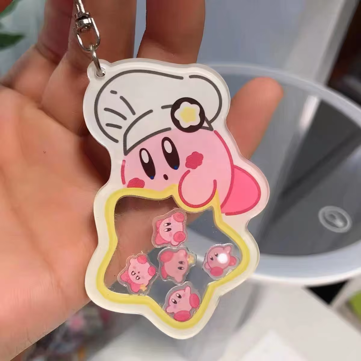 Porte-clés Kirby en acrylique, dessin animé, accessoires de cosplay, décoration créative pour sac rose, cadeau
