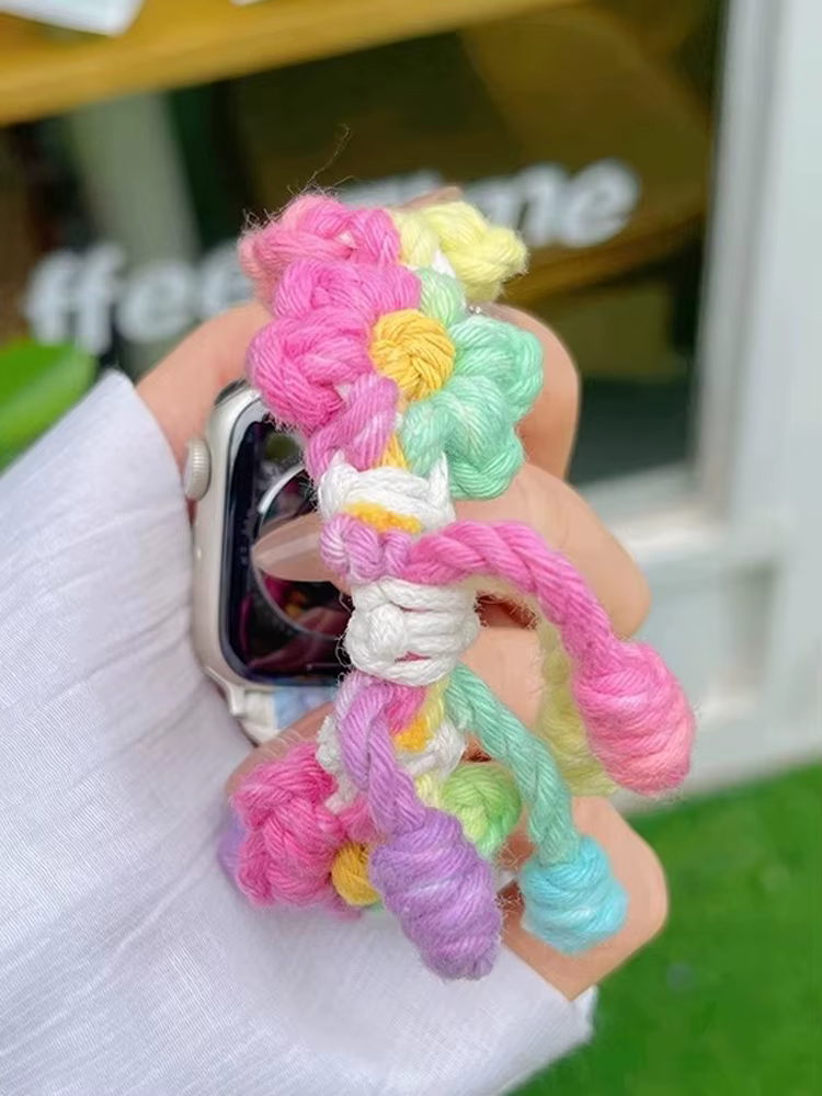 Bracelet à fleurs arc-en-ciel mignon pour Apple Watch