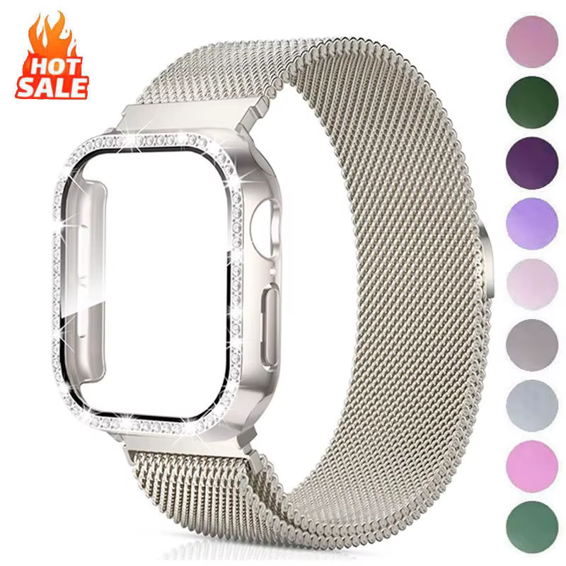 2in1 boucle milanaise + étui pour montre Redmi 6 5 4 3Active 3Lite diamant couverture + bracelet