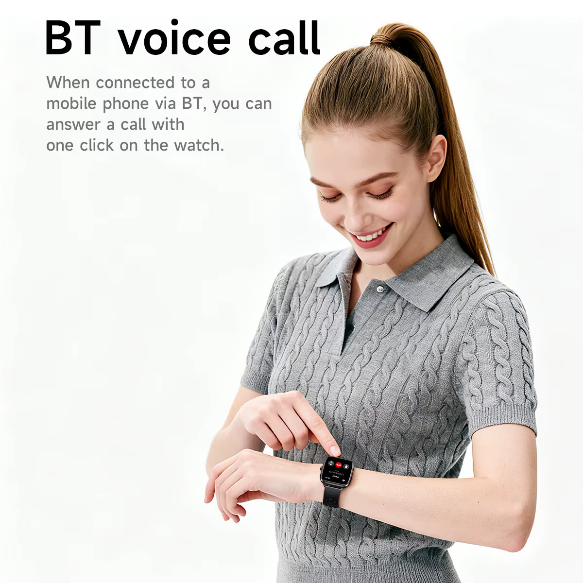 HOCO Y36 1.72 pouces TFT écran tactile Version d'appel montre intelligente fréquence cardiaque sommeil oxygène Sport surveillance Smartwatch IP67 étanche
