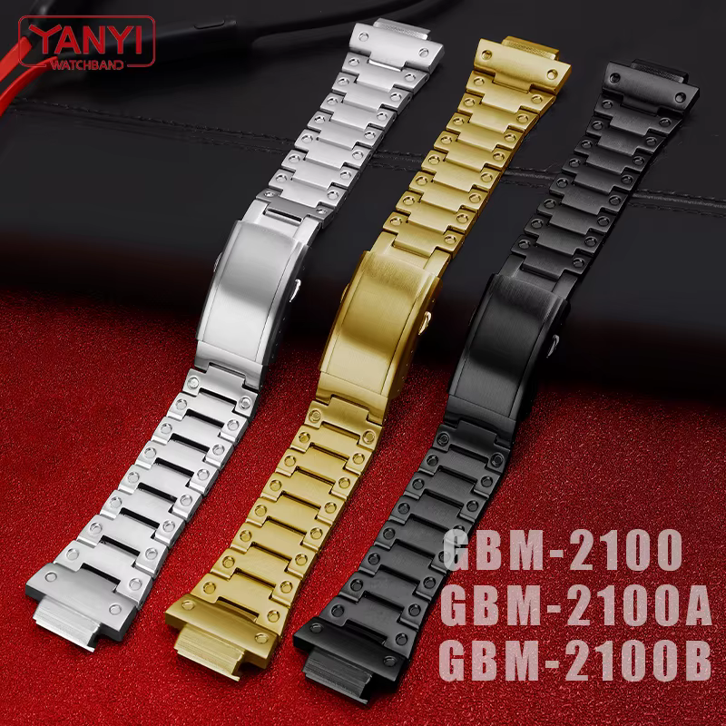 Bracelet de montre en acier inoxydable pour Casio G-Shock GBM-2100