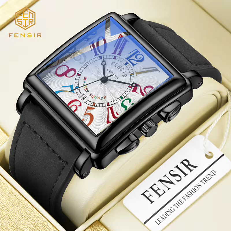 Montre à quartz carrée pour homme