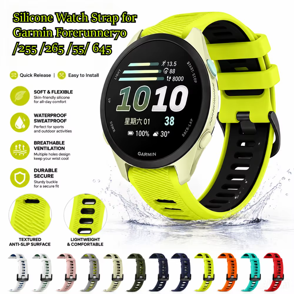Bracelet de montre en silicone pour Garmin Forerunner70