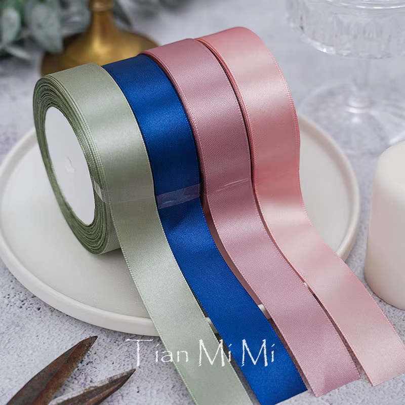 Ruban en satin 25 yards/rouleau 6mm 10mm 15mm 25mm 38mm 50mm pour nœuds, emballage cadeau, artisanat DIY, décoration de Noël, mariage et fête