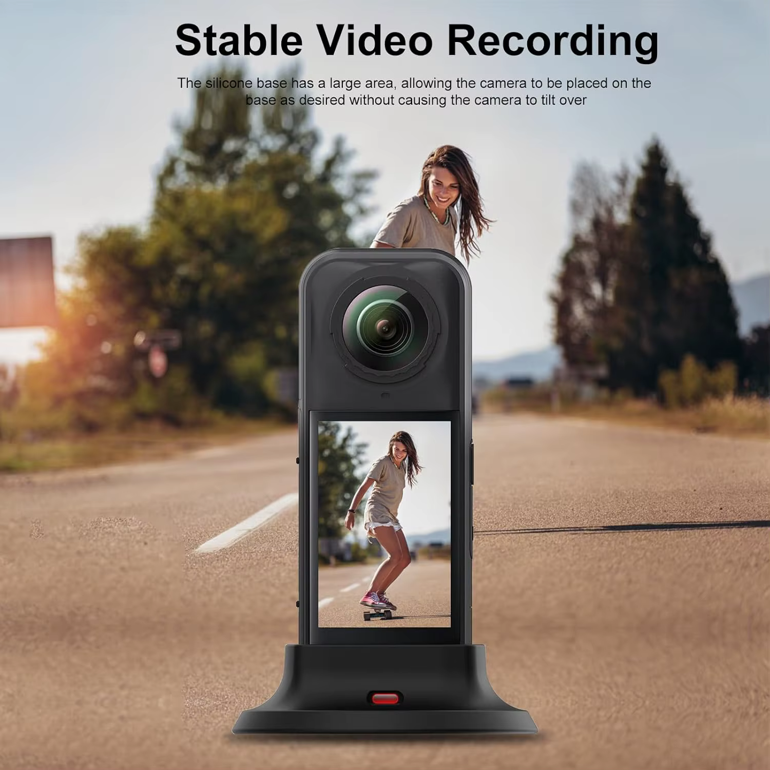 Kit d'accessoires pour Insta 360 X5 comprenant un étui de transport/une coque en silicone/des protections d'objectif/du verre trempé pour écran/une base de support en silicone