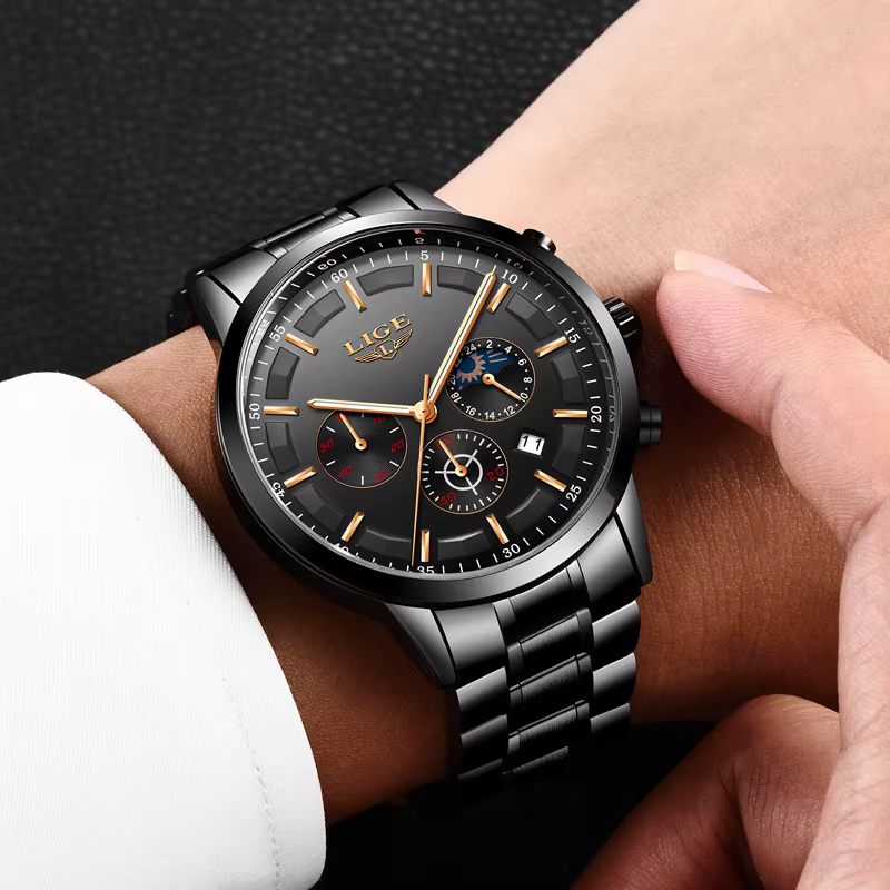 Montre-bracelet à quartz étanche pour homme