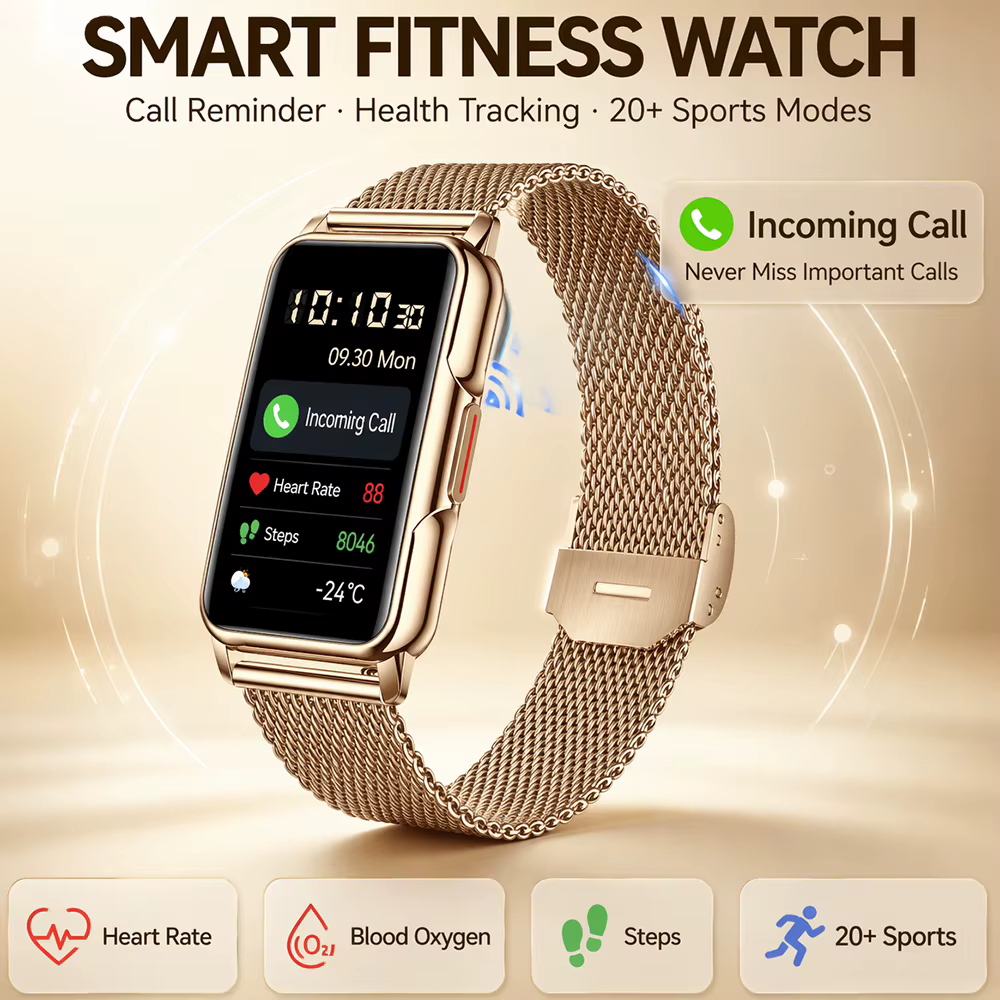 Montre connectée, tracker de santé et de forme physique avec moniteur de fréquence cardiaque