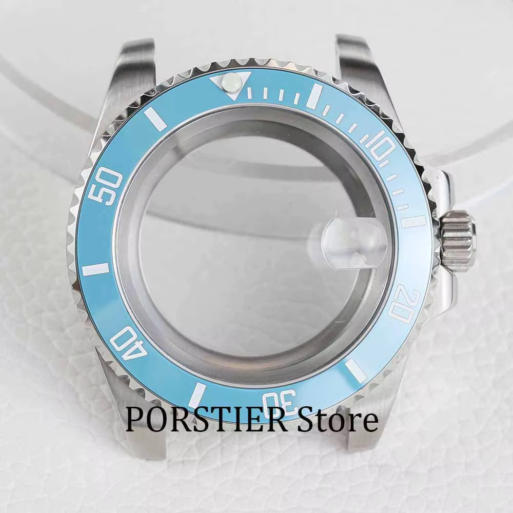 Boîtier de montre à lunette en céramique bleu glacier