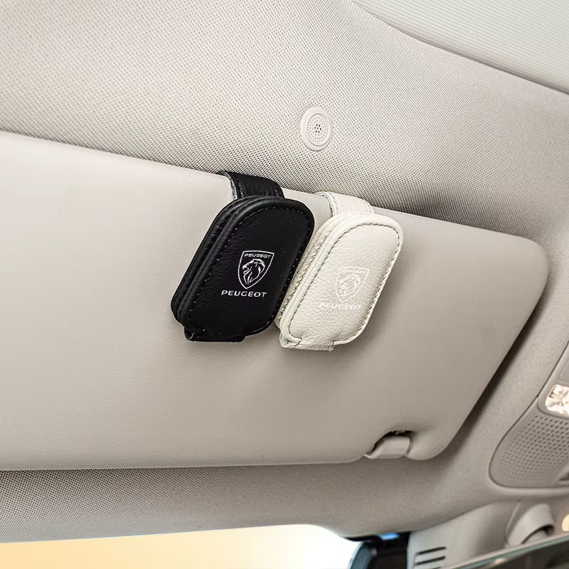 Clip de fixation pour lunettes de soleil en cuir pour pare-soleil de voiture, accessoires pour Peugeot 407 508 2008 5008 307 308 3008 206 207 208 107 205
