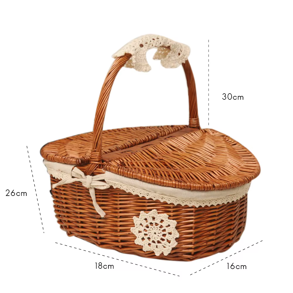 Mir de pique-nique fait à la main WUNICEF, sac de camping, panier de rangement avec couvercle, panier de nourriture, panier de fruits tissé