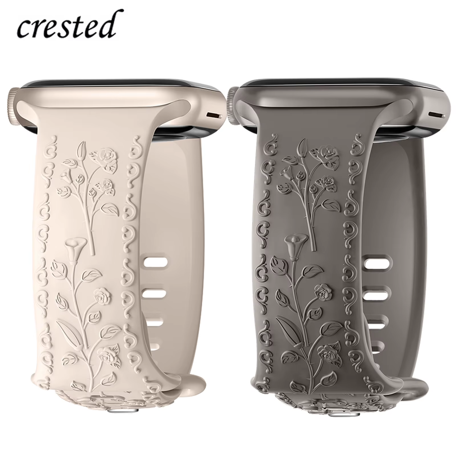 Bracelet gravé de fleurs pour Apple Watch