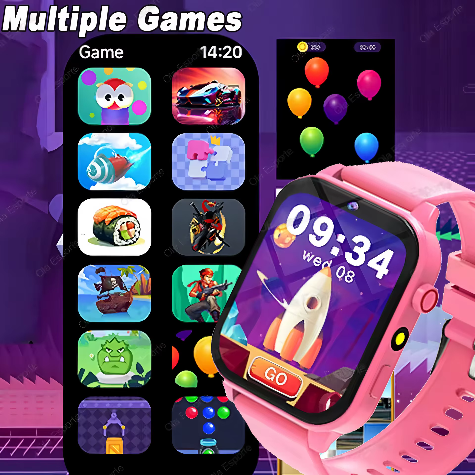 100 + jeu SmartWatch enfant HD écran éclairage musique montre intelligente garçon fille cadeau enfants