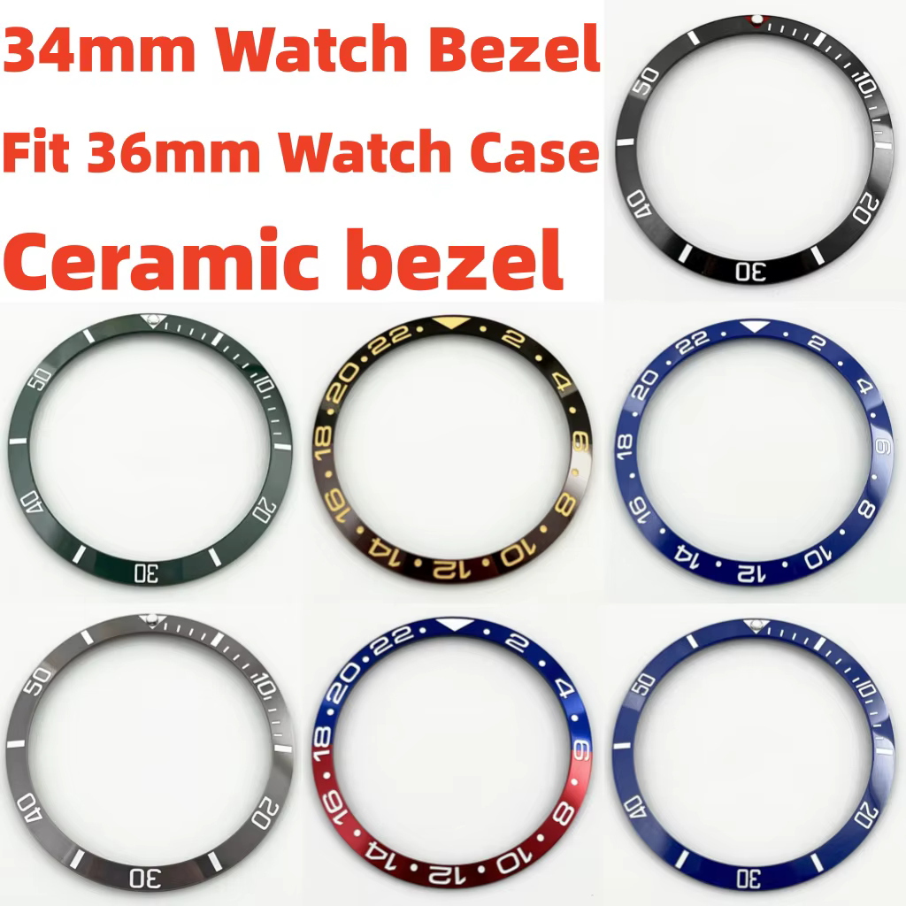RICHUS 34mm * 28.8mm lunette en céramique de haute qualité noir bleu