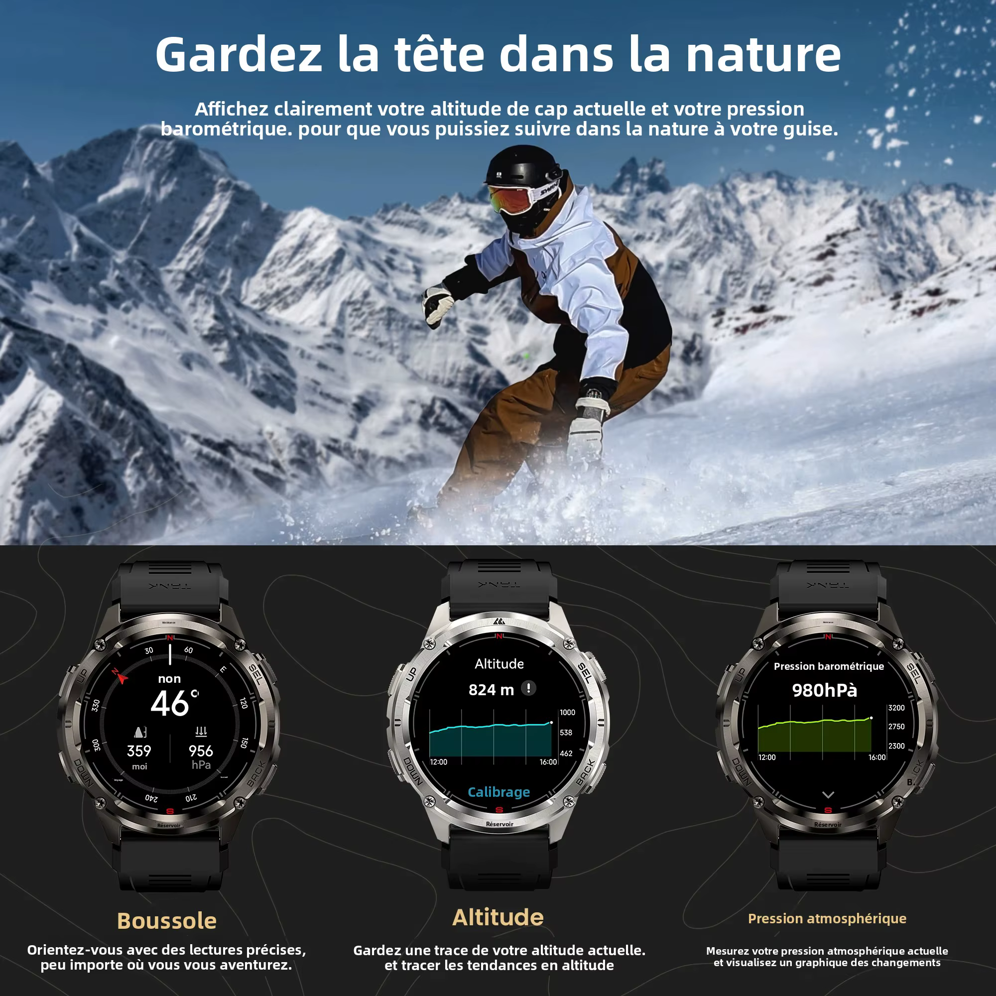 KOSPET TANK T3 Ultra 2 montre intelligente pour hommes GPS en acier inoxydable Smartwatch 50M étanche IP69K moniteur