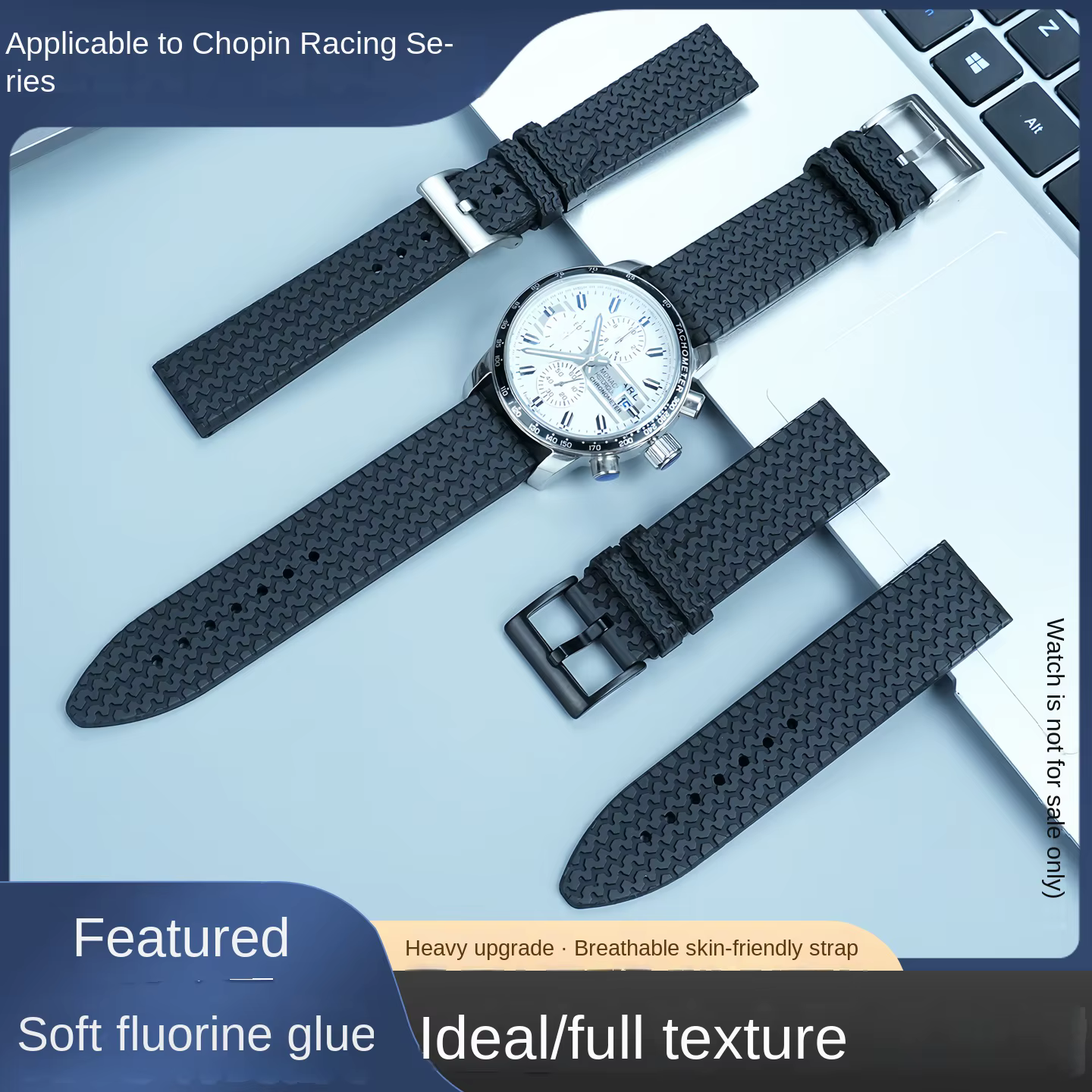 21mm 23mm pour Chopard MILLE MIGLIA 168619 modèle de bande de roulement de pneu de course bracelet de montre en caoutchouc fluoré bracelet de Style de course