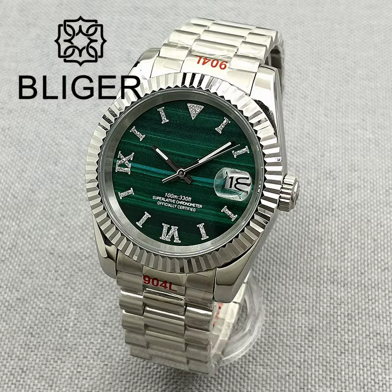 Montre à Cadran Vert Malachite pour Homme