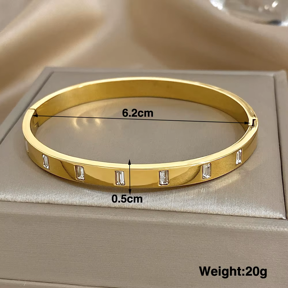 Bracelets de luxe en Zircon carré incrusté pour femmes, tendance, étanche, couleur or argent, acier inoxydable, empilés