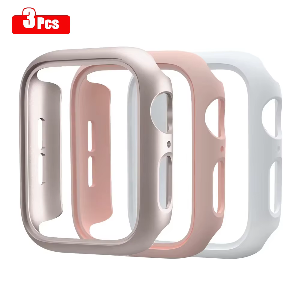 3 pièces coque rigide pour Apple Watch 45mm 41mm 38mm 42mm 40mm 44mm cadre de protection pare-chocs mat pour iWatch SE 9 8 7 6 5 4 3 2