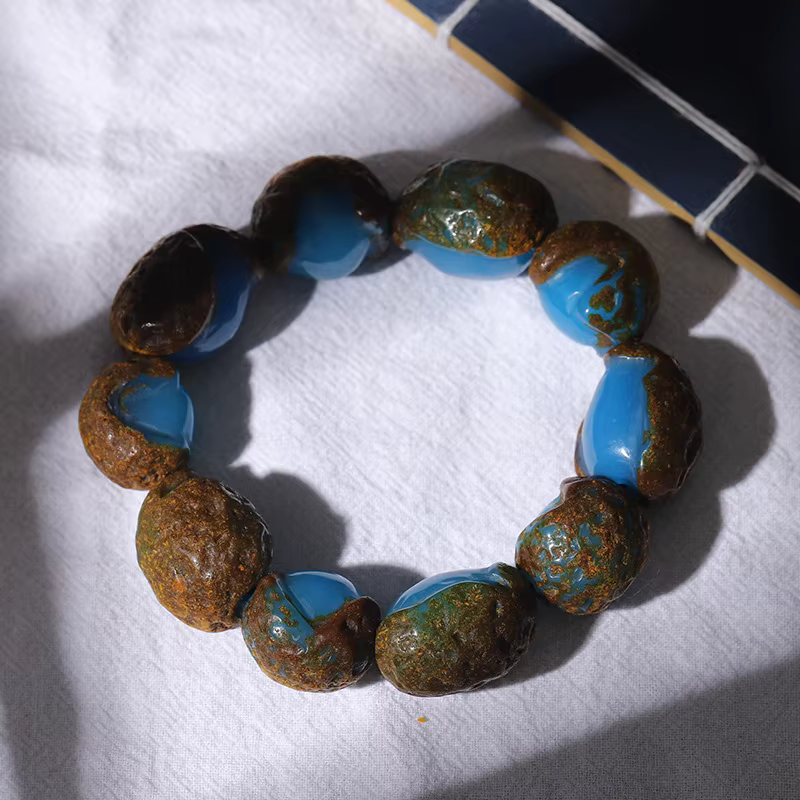 Bracelet Lamper mexicain avec cuir ambre pierre originale Bracelet en cire d'abeille pour hommes et femmes Lamper de deuxième génération