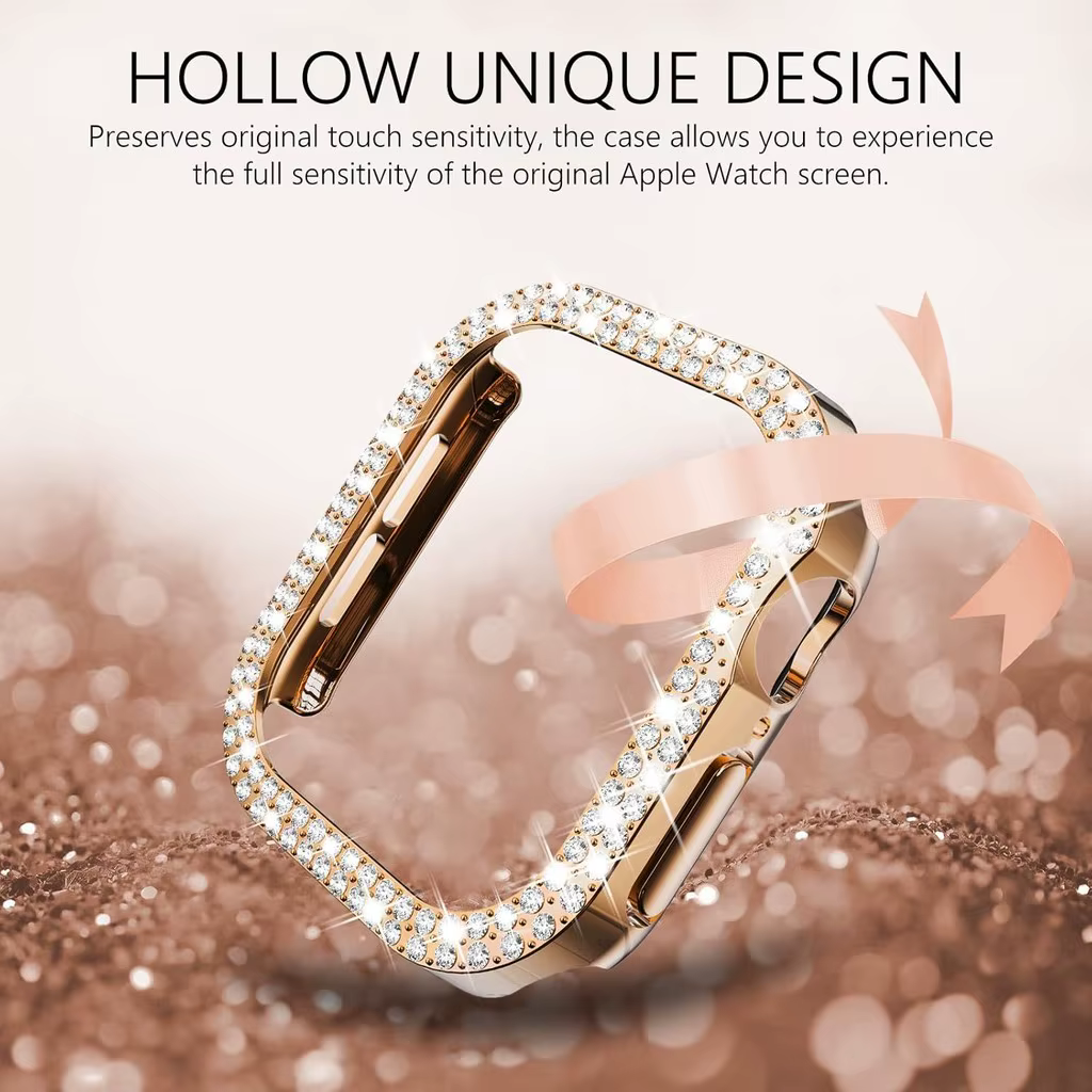 Étui creux en diamant scintillant pour Apple Watch