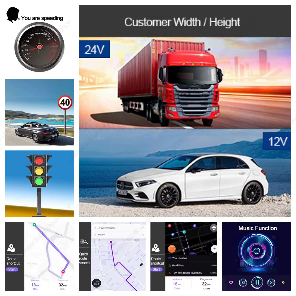 Navigation GPS pour voiture, écran tactile de 7 pouces, navigateur GPS européen, pare-soleil pour camion, carte Sat Nav, navigateurs GPS, Support TF, musique, vidéo FM