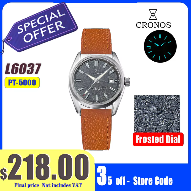 Cronos nouveau 39mm Texture luxe hommes affaires robe montres SW200 automatique mécanique étanche 100m L6037M