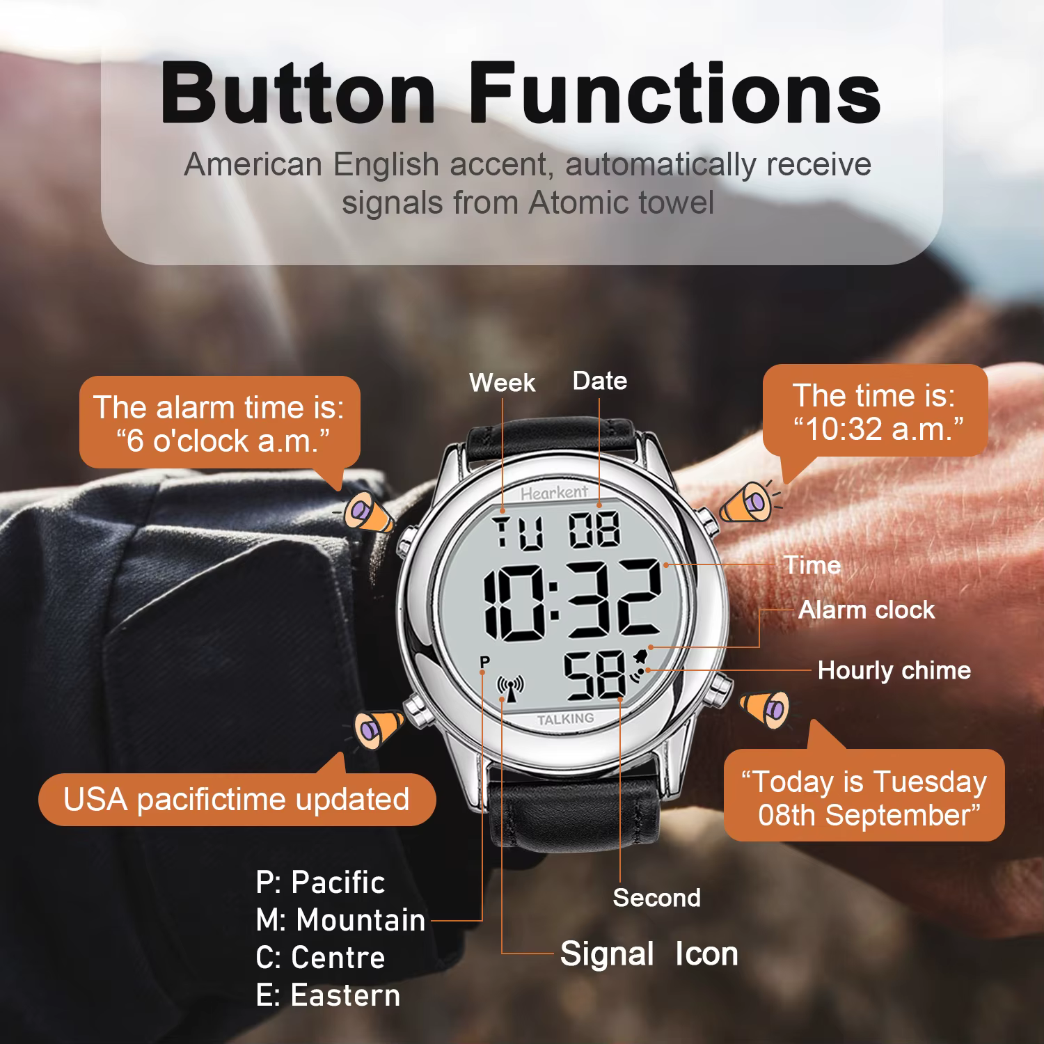 Hearkent-Montres pour hommes aveugles