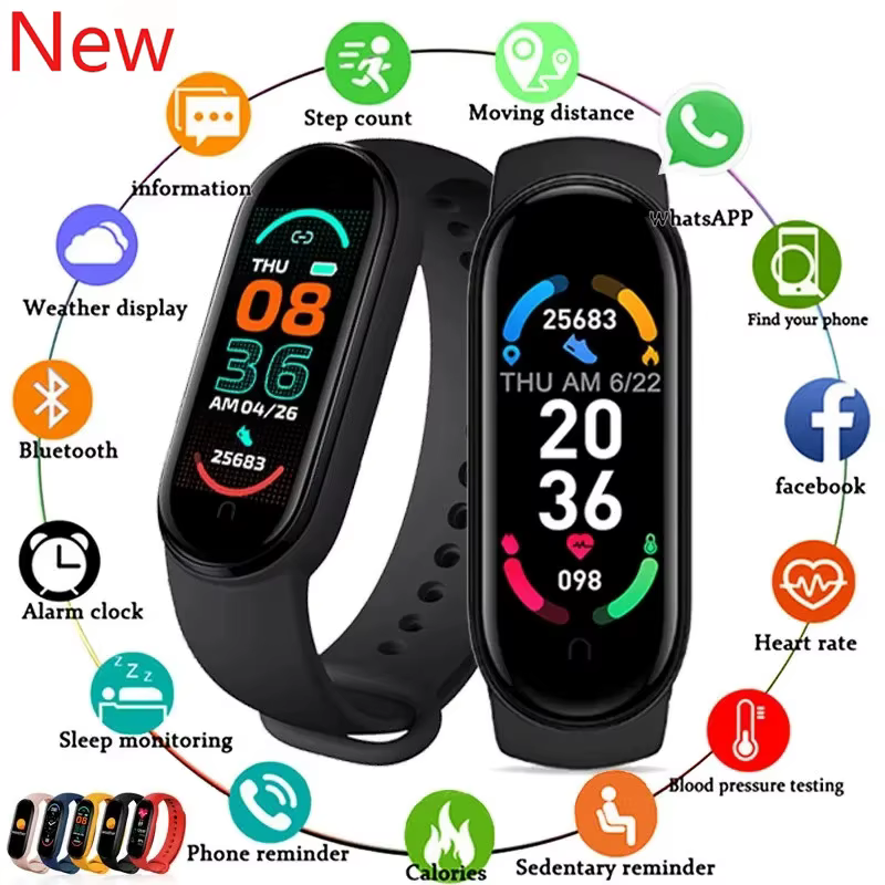M6 bande intelligente IP67 étanche Sport montre hommes et femme pression artérielle moniteur de fréquence cardiaque Fitness Bracelet intelligent pour Android Ios