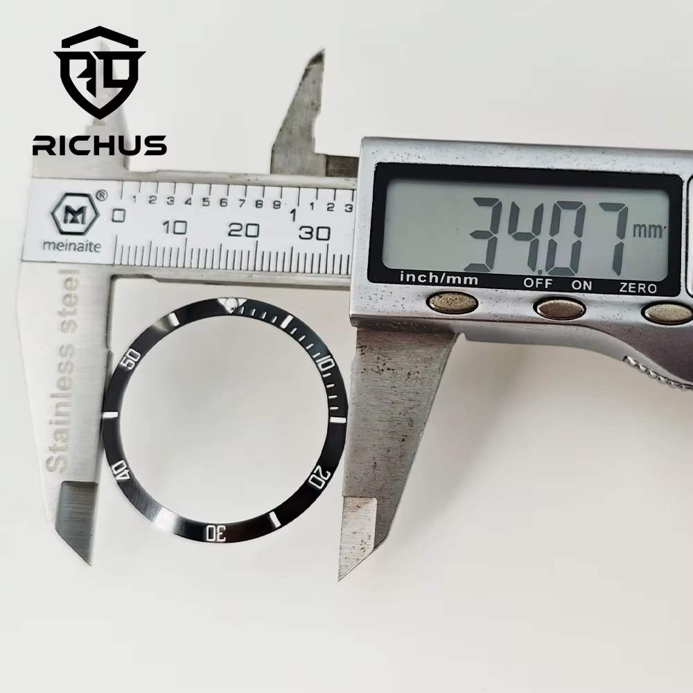 RICHUS 34mm * 28.8mm lunette en céramique de haute qualité noir bleu