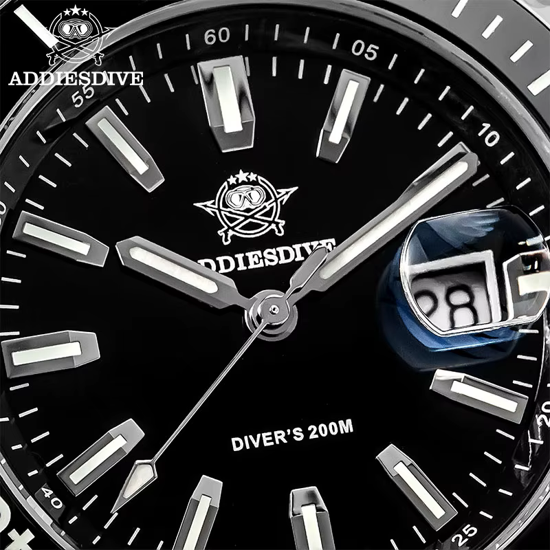 ADDIESDIVE nouvelle montre de plongée de luxe pour hommes AD2510 41mm BGW9 cadran en émail lumineux couronne à visser bracelet en acier inoxydable Durable