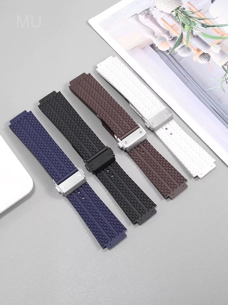 Bracelets de montre en caoutchouc haut de gamme pour Hublot Yubo Classic Fusion Big Bang série Interface convexe Concave bracelet étanche 26x19 24x17mm
