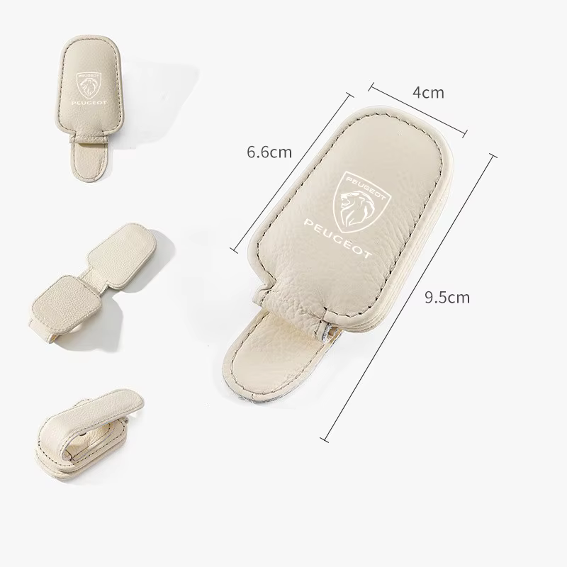 Clip de fixation pour lunettes de soleil en cuir pour pare-soleil de voiture, accessoires pour Peugeot 407 508 2008 5008 307 308 3008 206 207 208 107 205