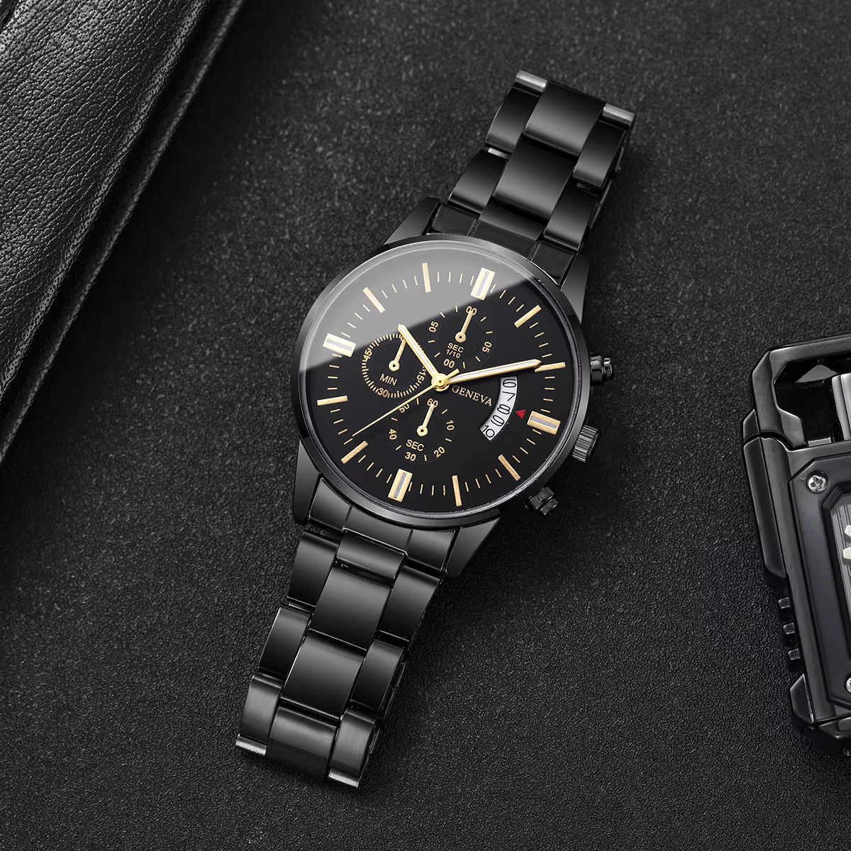 Montre à quartz pour homme en acier inoxydable de luxe