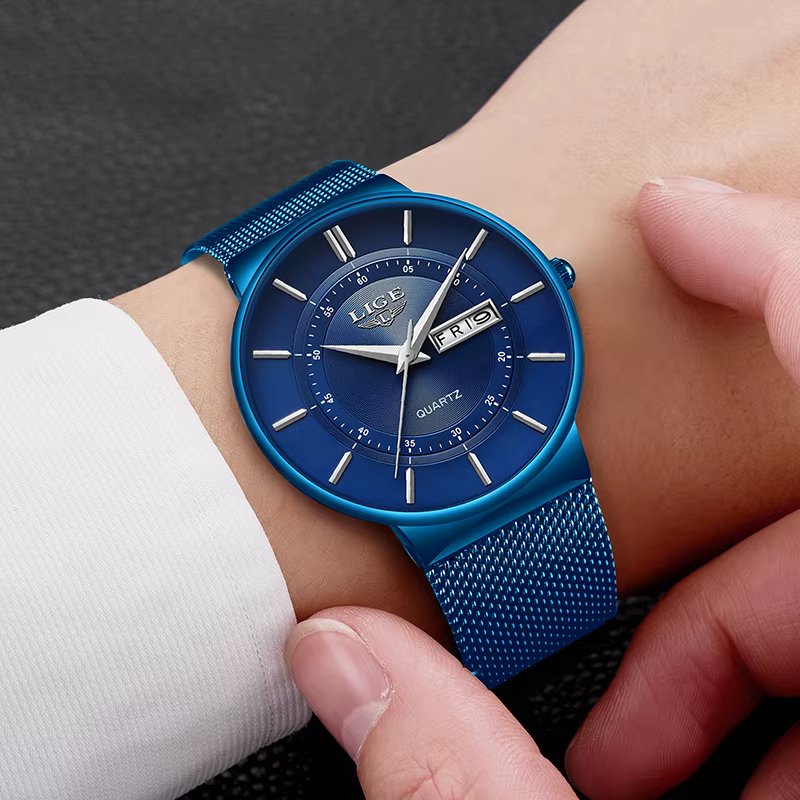 Montre Homme LIGE 2026 – Montre-Bracelet à Quartz Simple et Tendance pour Affaires