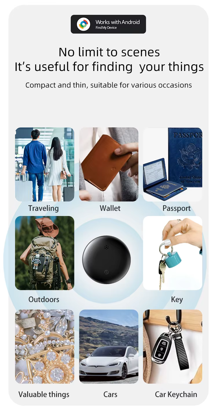 Air Tags - Balise intelligente Android, traceur Bluetooth avec étui de protection magnétique, compatible avec l'application Google Find My Device pour vélo
