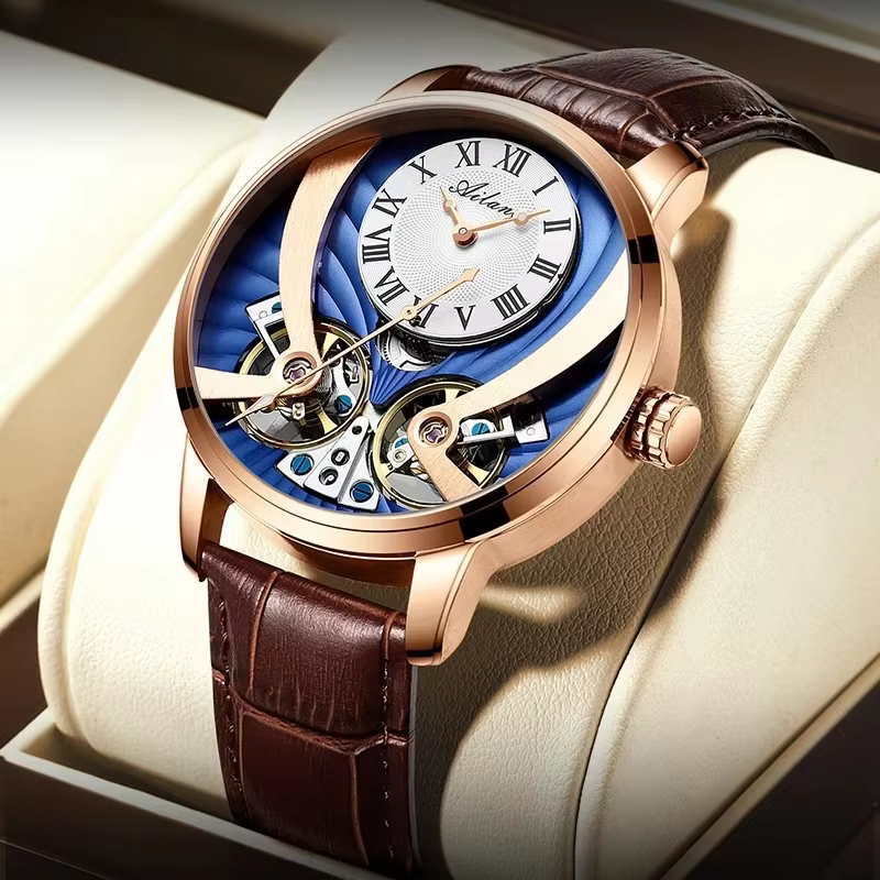AILANG 2025 Nouvelle Montre Automatique Homme Tourbillon Mécanique Boîtier Acier Inoxydable Cadran Saphir Creux Caoutchouc Fluoré