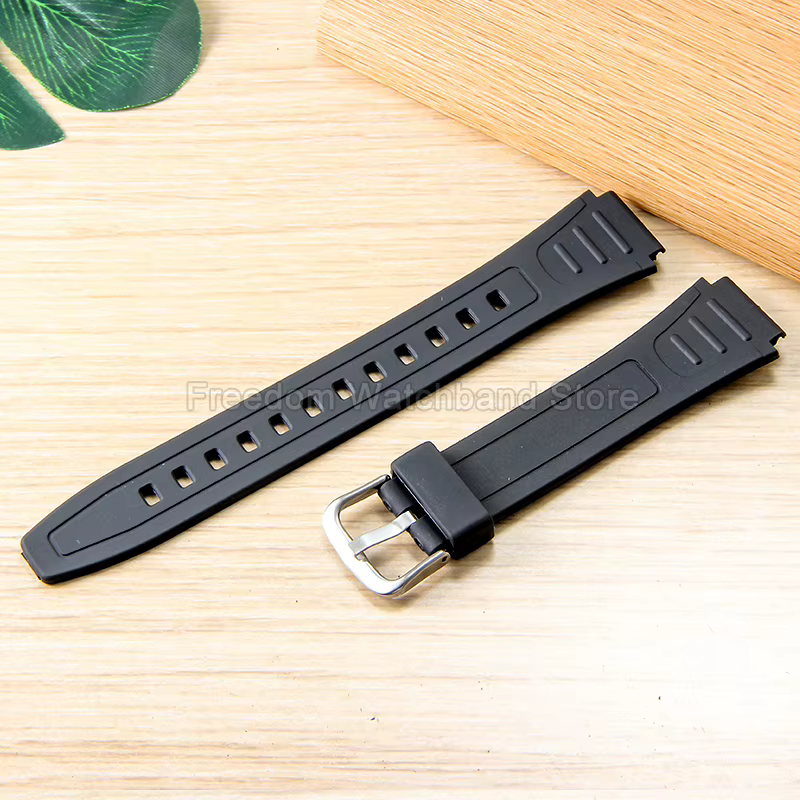 Pour Casio AQ-S800W W-800H W-217 bracelet de montre en résine de Sport léger système de boucle convexe noire