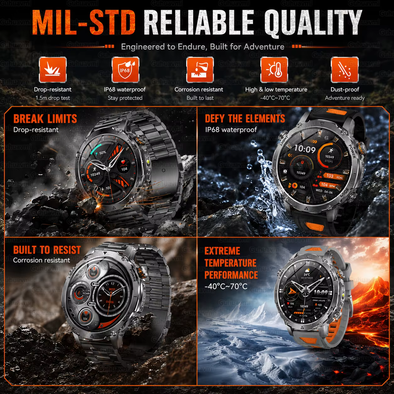 Montre connectée de qualité militaire TANK
