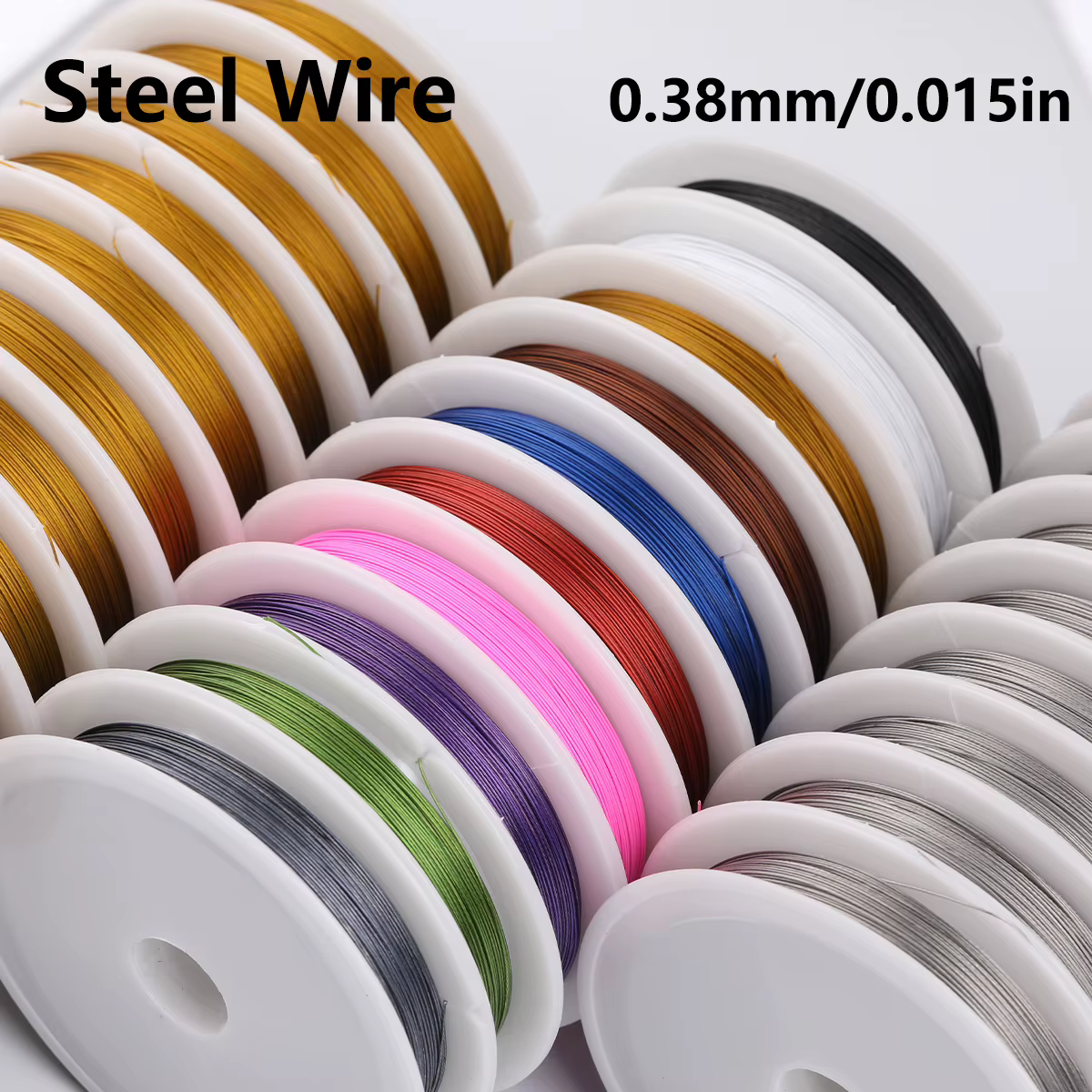 2 rouleaux de fil en acier inoxydable doré et argenté, 0.38mm, fil à perles pour bricolage, décoration de bracelets, fournitures artisanales pour stylos