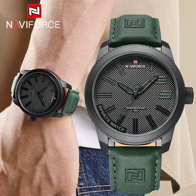 NAVIFORCE populaire homme montre-bracelet militaire sport antichoc étanche en cuir montre hommes mode horloge décontractée Relogio Masculino