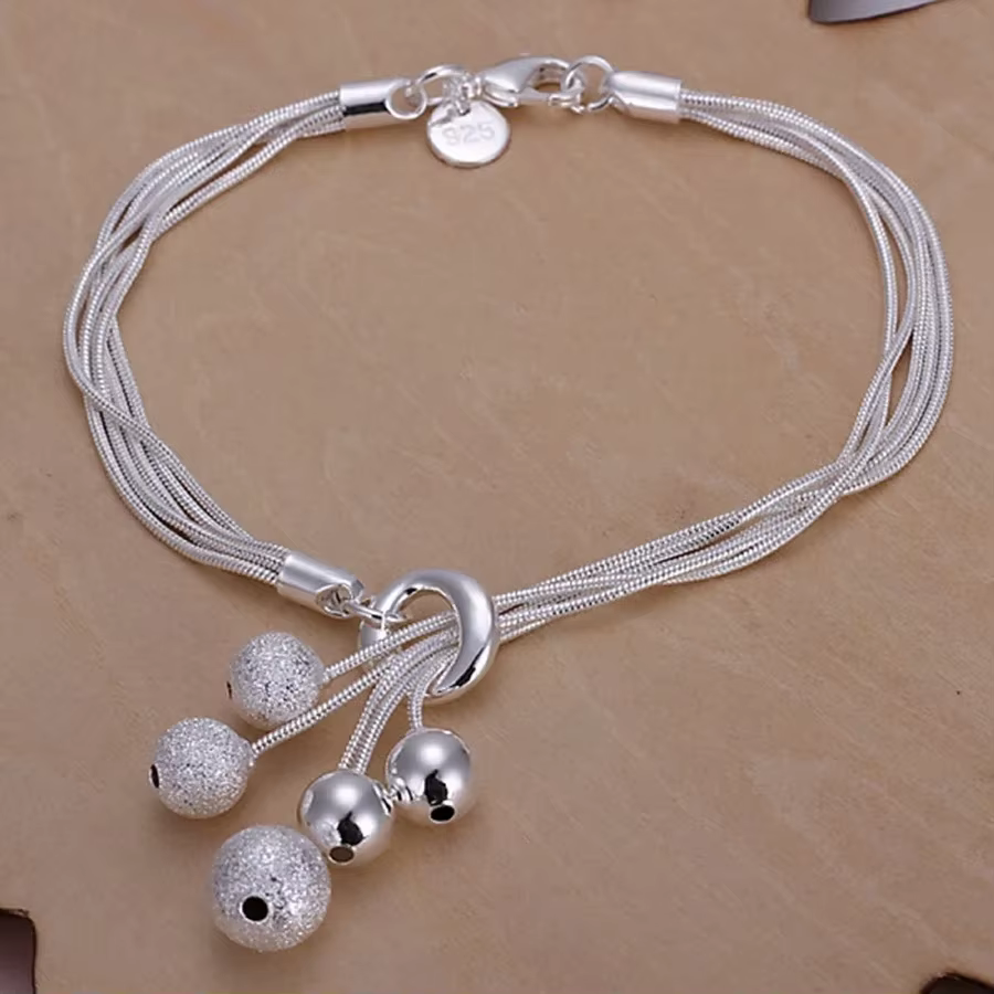 Bracelet à breloques en argent regardé 925 pour hommes et femmes