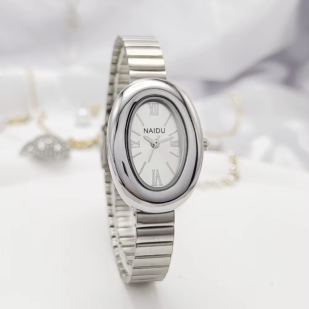Montres ovales pour femmes avec bracelet en acier inoxydable