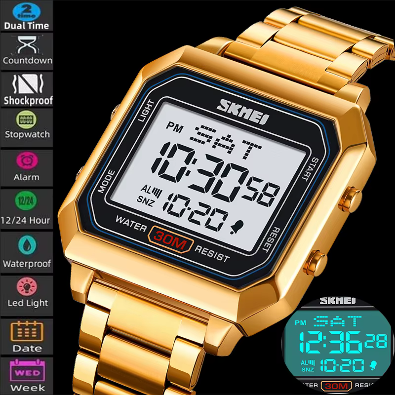 Skmei-Montre-bracelet LED numérique étanche pour homme