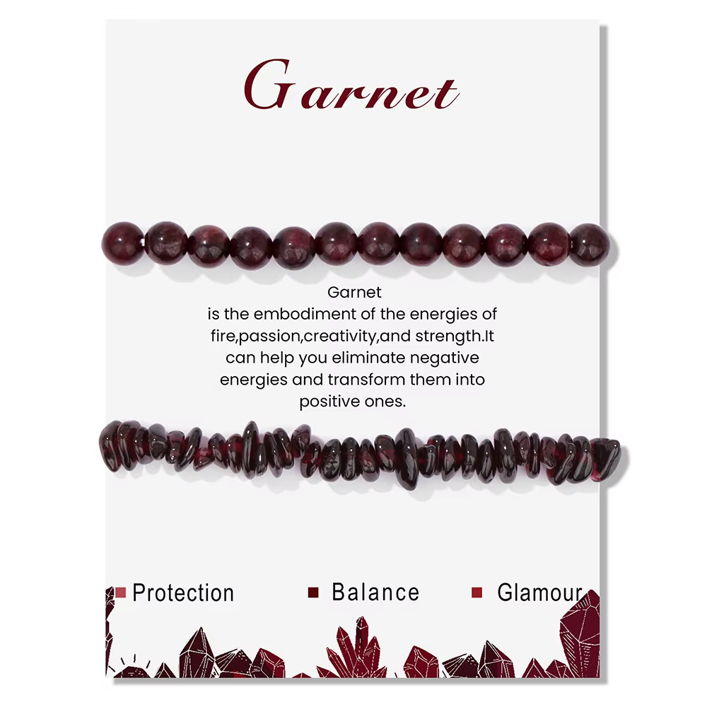 Bracelet perlé en pierre naturelle avec carte pour hommes et femmes