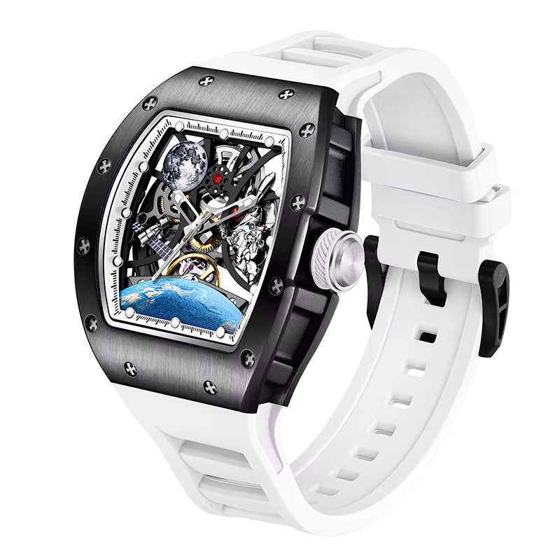 Montres automatiques pour hommes mode Tonneau horloge mécanique cadran terre étanche luxe lumineux squelette