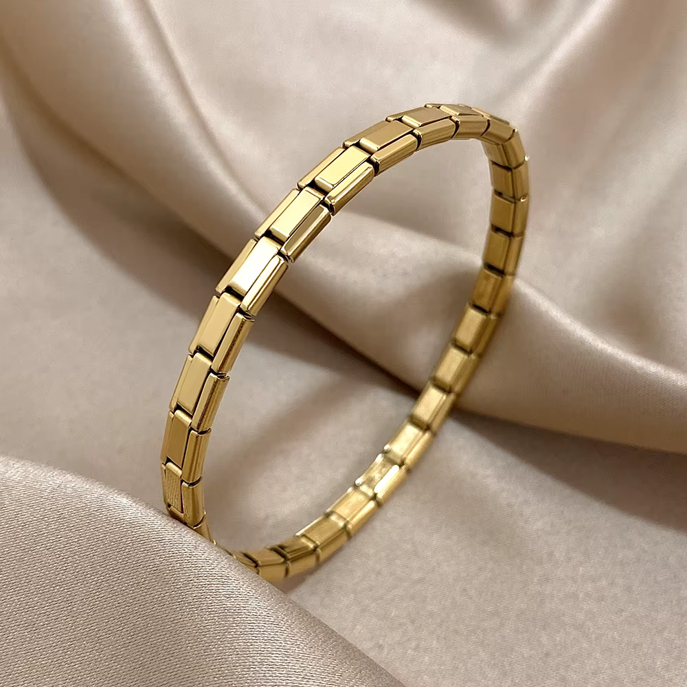 À la mode minimaliste nouveau Bracelet élastique en acier inoxydable liens italiens