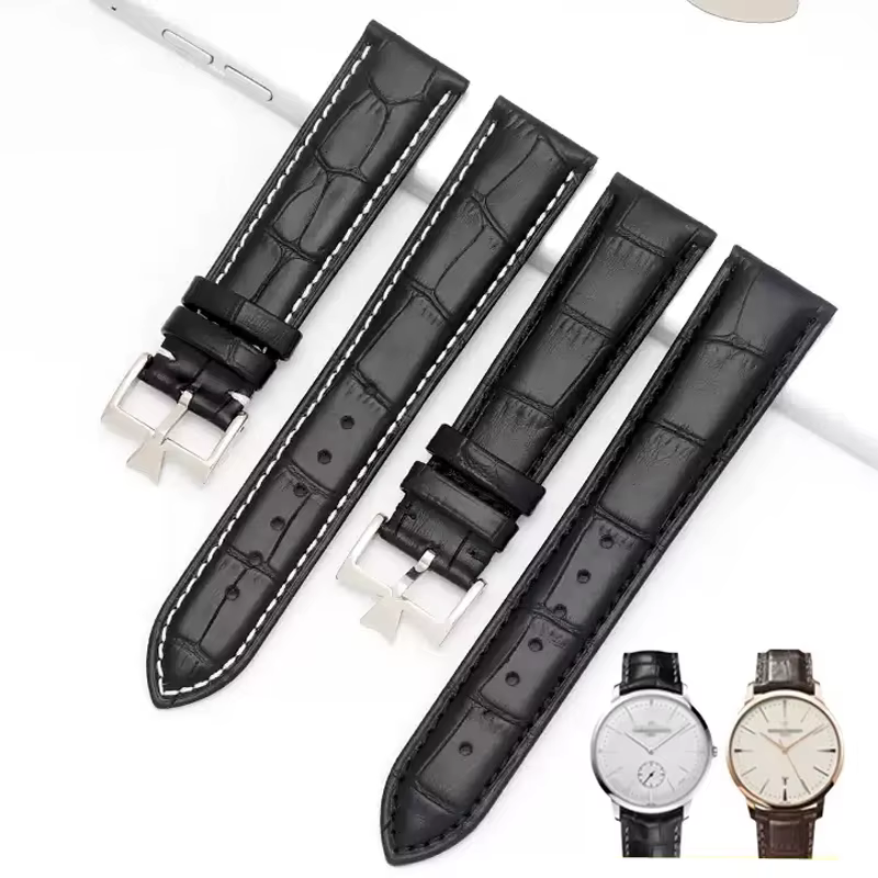 19mm 20mm 21mm 22mm bracelet de montre en cuir véritable remplacement pour Vacheron Constantin Patrimony VC noir bleu