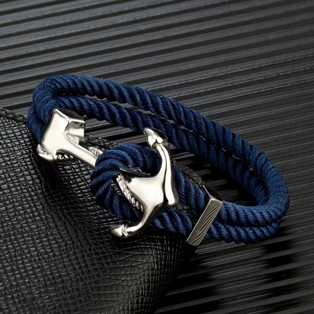 MKENDN – Bracelets d'ancre de Style marine pour hommes et femmes, Double brin, multicolore, corde de surfiste nautique, crochet de bateau en acier inoxydable